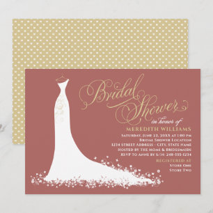 Elegant Rosewood Wedding Gown Bridal Shower Invitation