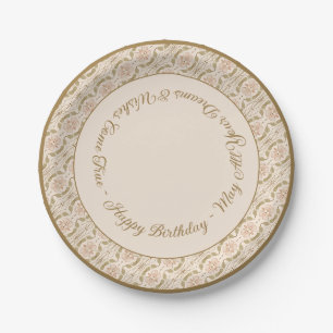 Elegant Rosy Pink Floral Paper Plate