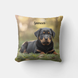 Elegant Rottweiler Personalized Throw Pillow