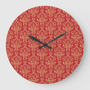 Élégant Rouge avec horloge murale dorée