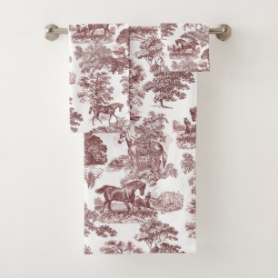 Elégant Rouge Blanc Rustique Horses Toile