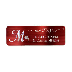 Élégant Rouge brossé métal personnalisé Monogramme