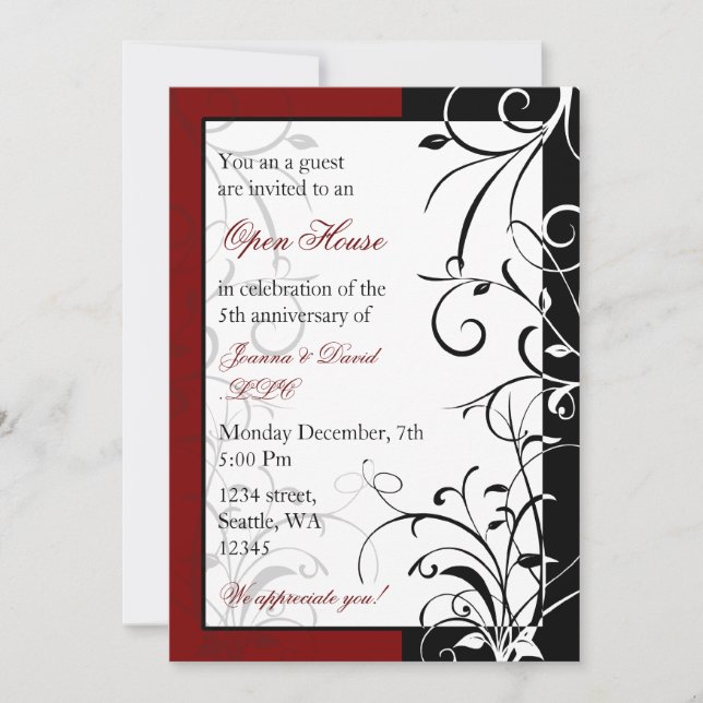 Elégant rouge Corporate party Invitation (Devant)
