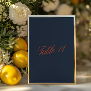 Élégant rouge et bleu profond Numéro de table