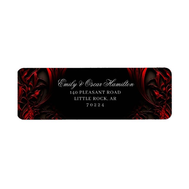 Élégant rouge et noir gothique Damask Adresse de r (Devant)