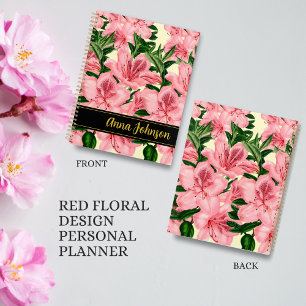 Élégant Rouge Floral Nom Personnalisé