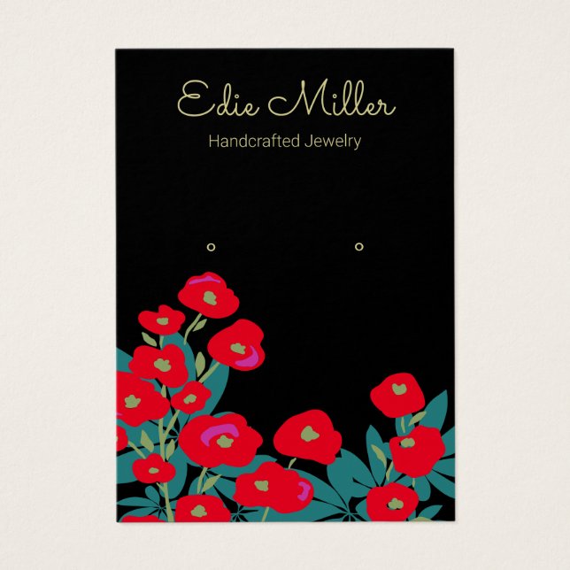 Élégant Rouge floral Script à oreille bijoux (Devant)