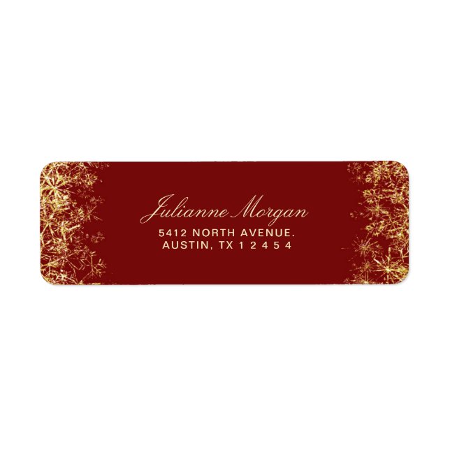 Élégant Rouge Gold Snowflakes Noël (Devant)