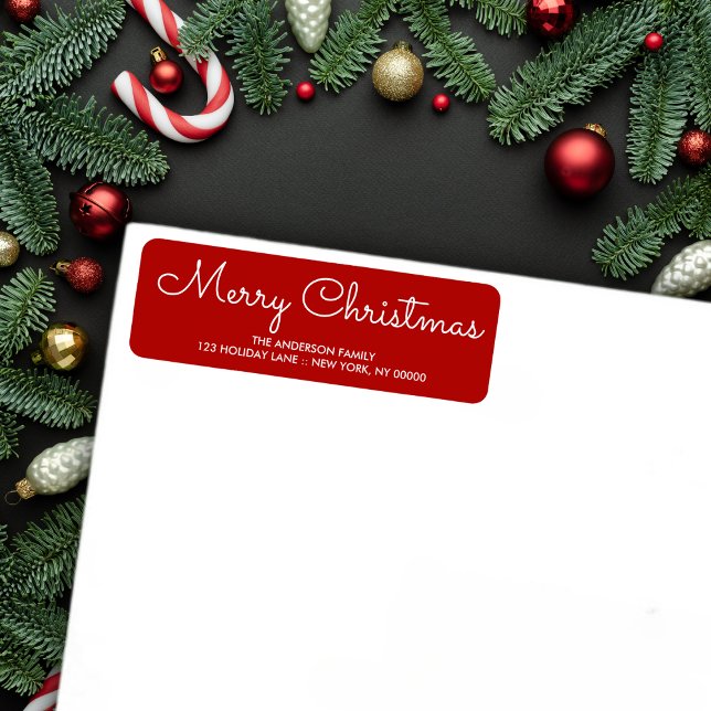 Élégant rouge Noël Adresse de retour Label (Elegant red Christmas Return Address Label)