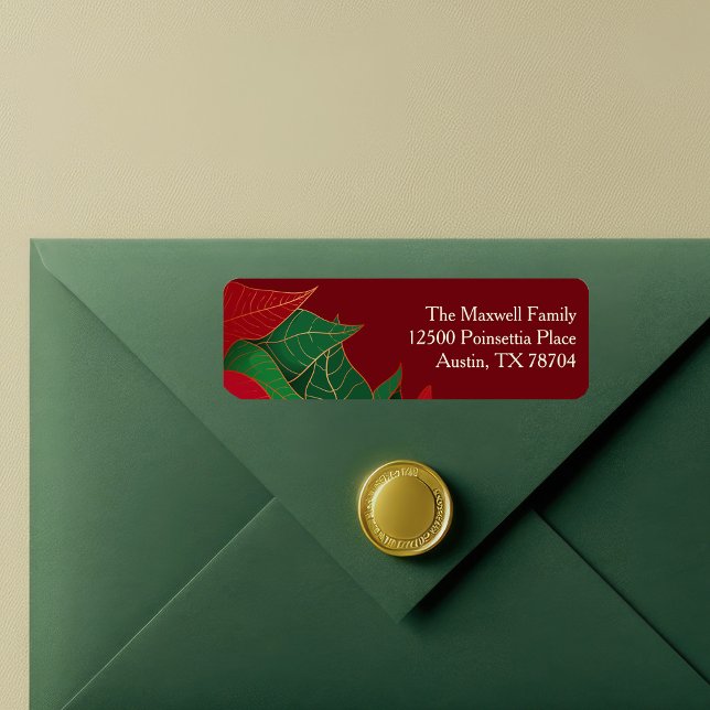 Élégant Rouge Noël Botanique Adresse de retour (Créateur téléchargé)