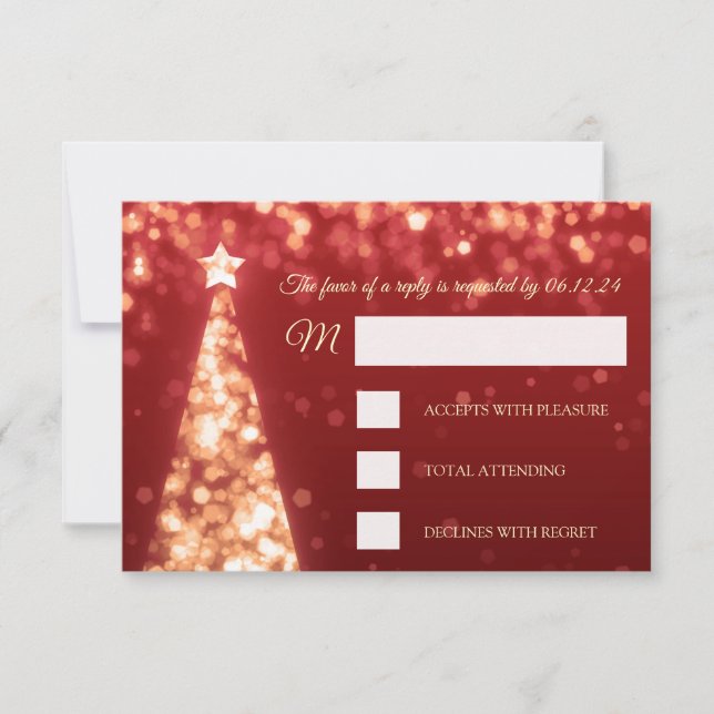 Elégant Rouge or Noel Mariage RSVP (Devant)