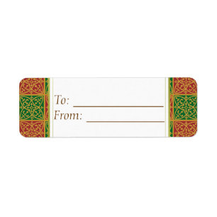 Élégant Rouge Vert Fleur de Lis Cadeau Tag Étiquet
