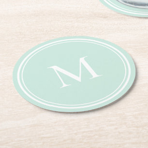 Elegant Round Circle Monogram Round Paper Coaster