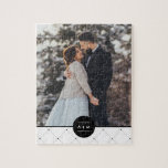 Elegant Round Frame Monogram Photo Jigsaw Puzzle<br><div class="desc">Modern monogram and personalized photo design.</div>