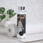 Elegant Round Frame Monogram Photo Water Bottle<br><div class="desc">Modern monogram and personalized photo design.</div>