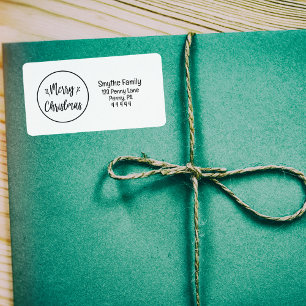 Elegant Round Merry Christmas Return Address Label