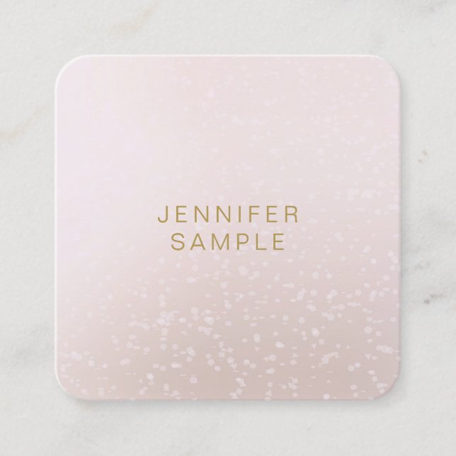Elegant Rounded Square Modern Template Gold Text Business Card (Front)