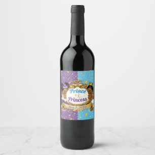 Elegant Royal African Gender Reveal Purple & Blue Wine Label