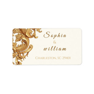 Elegant Royal Black and Gold Vintage Flourish Label