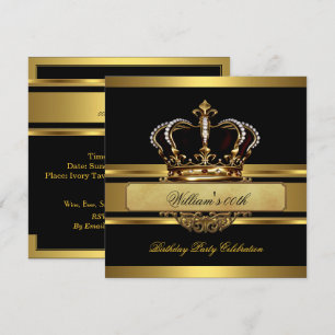 Elegant Royal Black Gold Birthday Prince King Invitation