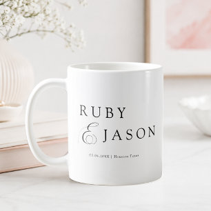 Elegant Royal Black Script Wedding Coffee Mug