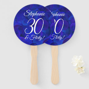 Elegant Royal Blue 30 and Flirty Birthday Hand Fan