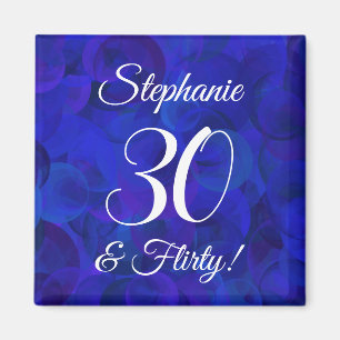 Elegant Royal Blue 30 and Flirty Birthday Party Magnet