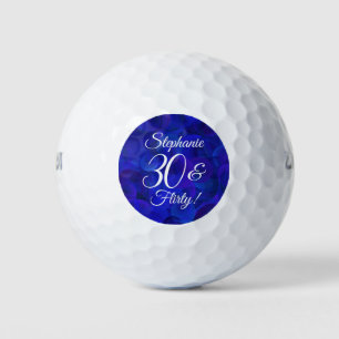 Elegant Royal Blue 30 & Flirty Birthday Party Golf Balls