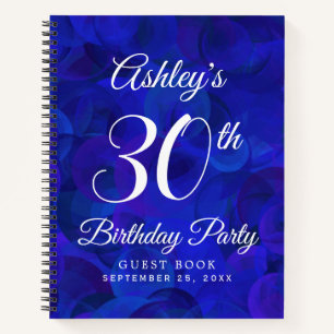 Elegant Royal Blue 30th Birthday Party Guestbook Notebook