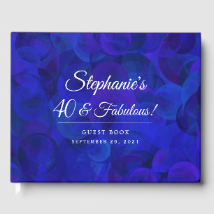 Elegant Royal Blue 40 and Fabulous Birthday Party Guest Book