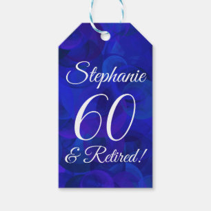 Elegant Royal Blue 60 and Retired Retirement Gift Tags