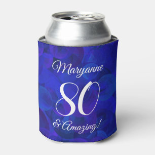 Elegant Royal Blue 80 and Amazing Birthday Party Can Cooler