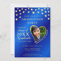 Elegant Royal Blue and Gold Class 2025 Graduation