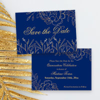 Elegant Royal Blue and Gold Fine Art Floral