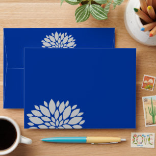 Elegant Royal Blue and Silver Grey Floral Burst Envelopes