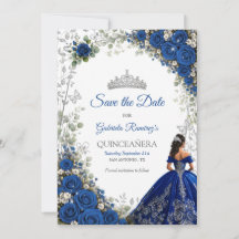 Elegant Royal Blue and Silver Roses Quinceañera