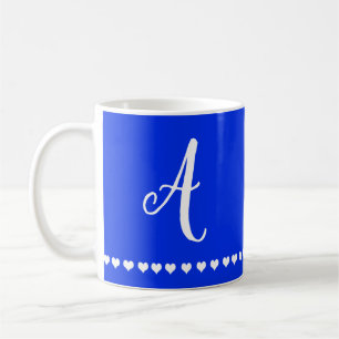 Elegant Royal Blue and White Monogram Initial Coffee Mug