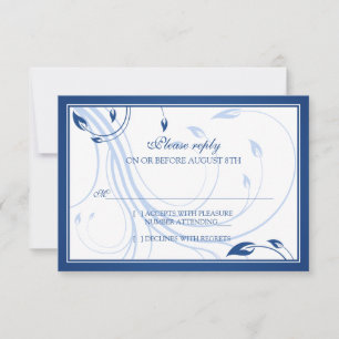 Elégant Royal Blue Blanc Mariage RSVP Carte de rép