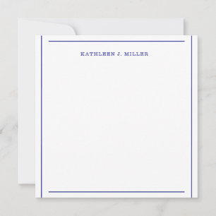 Elegant Royal Blue Border Name Note Card