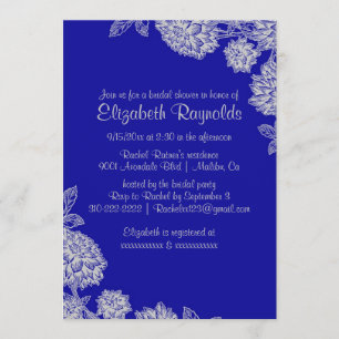 Elegant Royal Blue Bridal Shower Invitations