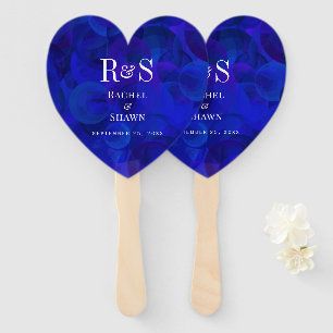 Elegant Royal Blue Chic Modern Monogram Wedding Hand Fan