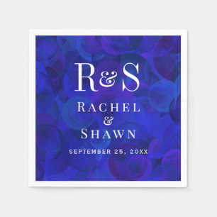 Elegant Royal Blue Chic Modern Monogram Wedding Napkin