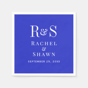 Elegant Royal Blue Chic Modern Monogram Wedding Napkin