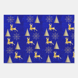 Elegant Royal Blue Christmas Wrapping Paper Sheet