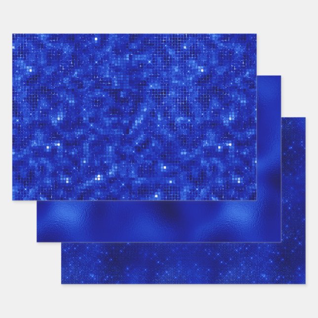 Elegant Royal Blue Foil Hanukkah Wrapping Paper Sheet (Set)