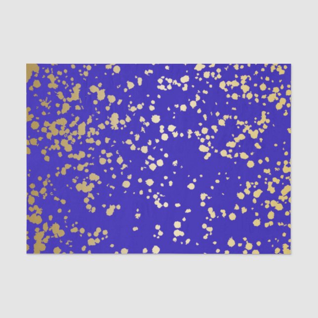 Elegant Royal Blue Gold Glitter Tissue Paper (Front)