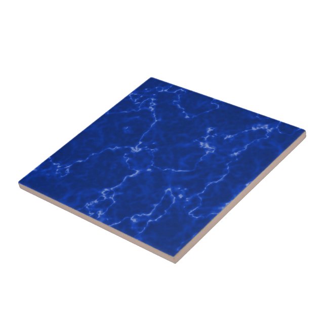 Elegant Royal Blue Marble with White Veins Tile (Side)