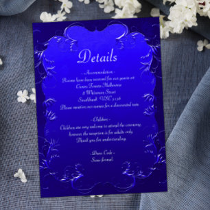 Elégant Royal Blue Mariage Détails Carte de boîtie