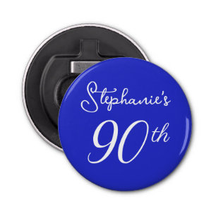 Elegant Royal Blue Monogram 90th Birthday Party Bottle Opener