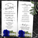 Elegant Royal Blue or Cobalt Rose Romantic Wedding Program<br><div class="desc">This beautiful wedding program features an elegant design with a single long stemmed vivid royal blue or cobalt coloured rose lying on its side reflecting in water. The titles are written in fancy script calligraphy, and there is space for your ceremony and wedding party details, as well as a short...</div>